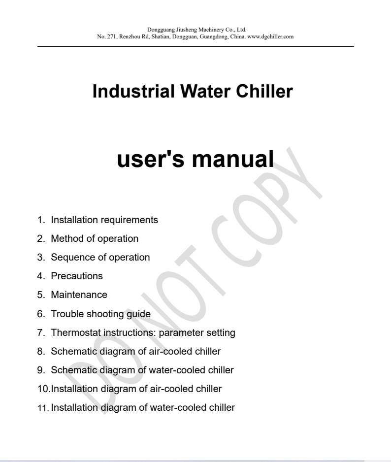 industriel chiller brugermanual
